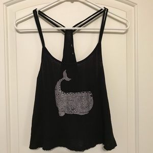 Flowy Crop Top w/ Tribal Whale